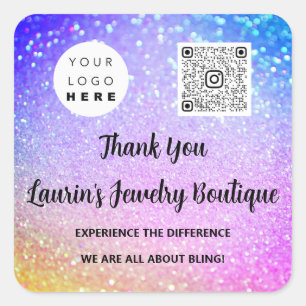 Pegatina Cuadrada Gracias Qr Code Online Shop Instagrams Logo Purpur