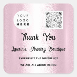 Pegatina Cuadrada Gracias Qr Code Online Ver Logo De Instagram Pink