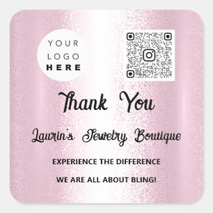 Pegatina Cuadrada Gracias Qr Code Online Ver Logo De Instagram Pink