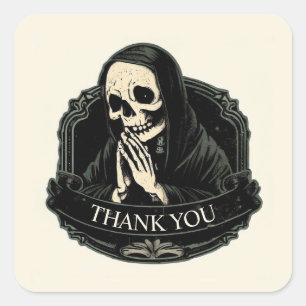 PEGATINA CUADRADA 'GRACIAS - REZANDO A SKULL'