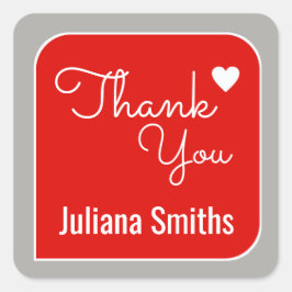 Pegatina Cuadrada gracias / rojo gracias