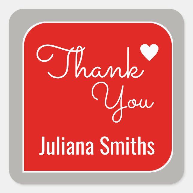 Pegatina Cuadrada gracias / rojo gracias (Anverso)