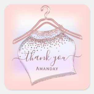 Pegatina Cuadrada Gracias Rosa Cloth Hanger Closet Fashion Boutique