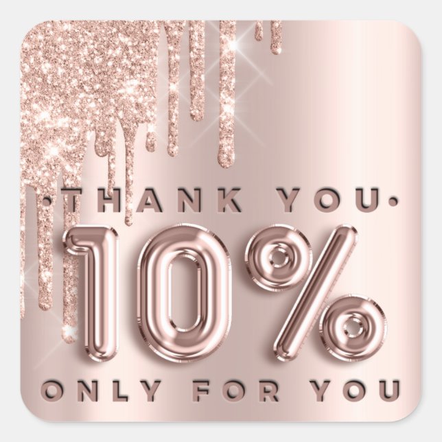 Pegatina Cuadrada Gracias Rosas de compras 10%Off Glam (Anverso)