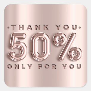 Pegatina Cuadrada Gracias Rosas de compras con un 50% de descuento m