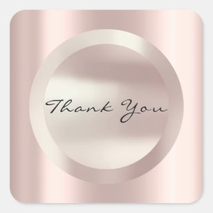 Pegatina Cuadrada Gracias Rose Boda Minimalista 16 Elegante