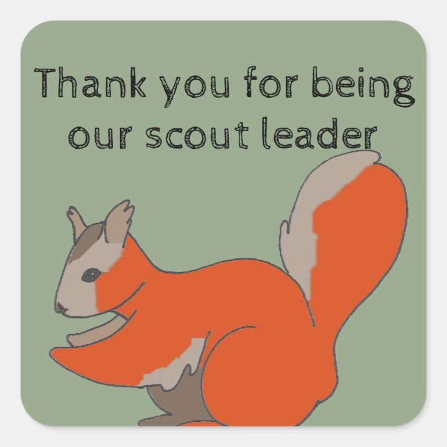 Pegatina Cuadrada Gracias Scout Leader Artistic Red Squirrel (Anverso)