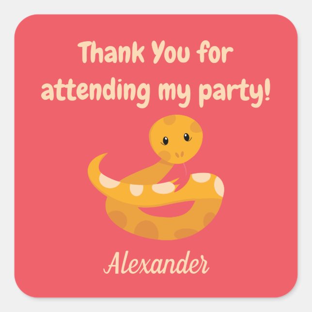 Pegatina Cuadrada Gracias Serpiente Safari (Anverso)