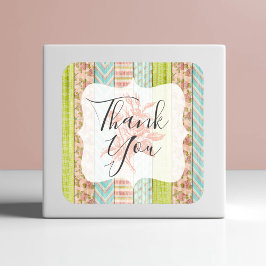 Pegatina Cuadrada Gracias Shabby Cottage Chic Rosas Madera Rústica