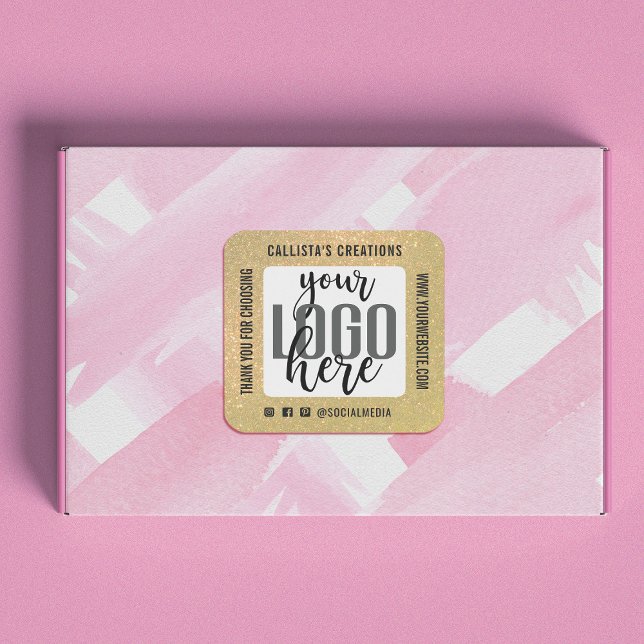 Pegatina Cuadrada Gracias Sparkly Yellow Purpurina Business Logo (Subido por el creador)