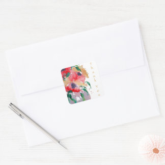 Pegatina Cuadrada Gracias Sticker cuadrado floral elegante