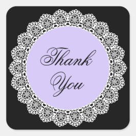 Pegatina Cuadrada Gracias White Vintage Lace V53 PURPLE BLACK