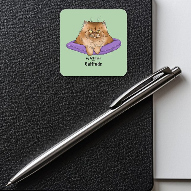 Pegatina Cuadrada Graciosa actitud del gato (Subido por el creador)