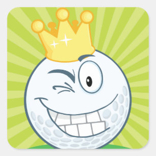 Pegatina Cuadrada Graciosa Bola De Golf King Of Golfing