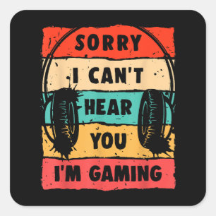 Pegatina Cuadrada Graciosa camiseta de gamer para adolescentes hombr
