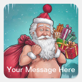 Pegatina Cuadrada Graciosa colección de Navidades sucios de Santa