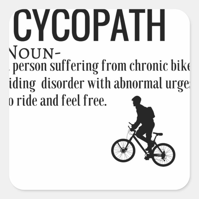 Pegatina Cuadrada Graciosa definición del diccionario Cycopath Noun  (Anverso)