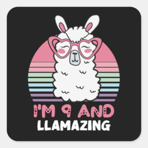 Pegatina Cuadrada Graciosa Llama Adorable Novena Regalo De Cumpleaño
