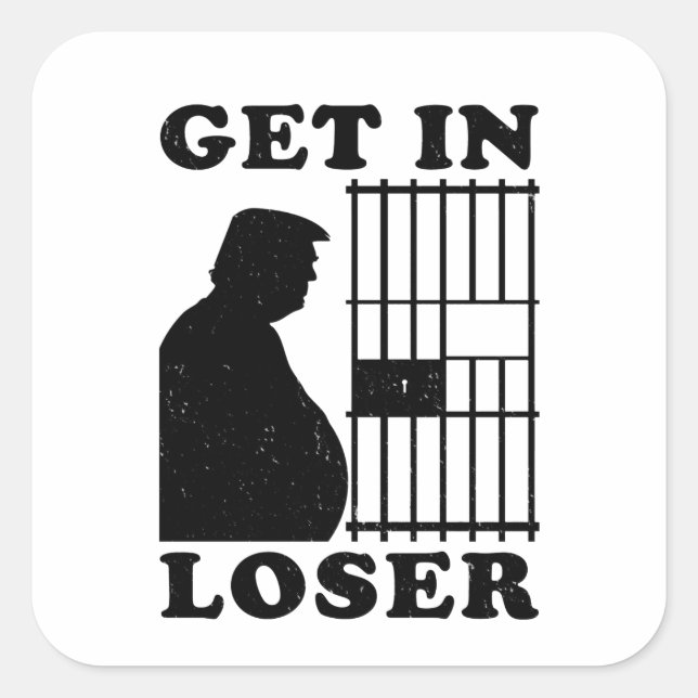 Pegatina Cuadrada Graciosa pérdida de invitación Trump con tarjeta p (Anverso)