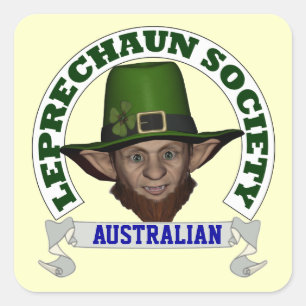 Pegatina Cuadrada Graciosa sociedad irlandesa de los leprechaun
