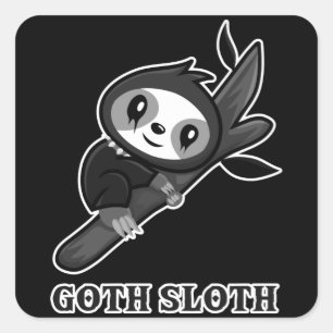 Pegatina Cuadrada Gracioso animal Sloth Gótico Sloth