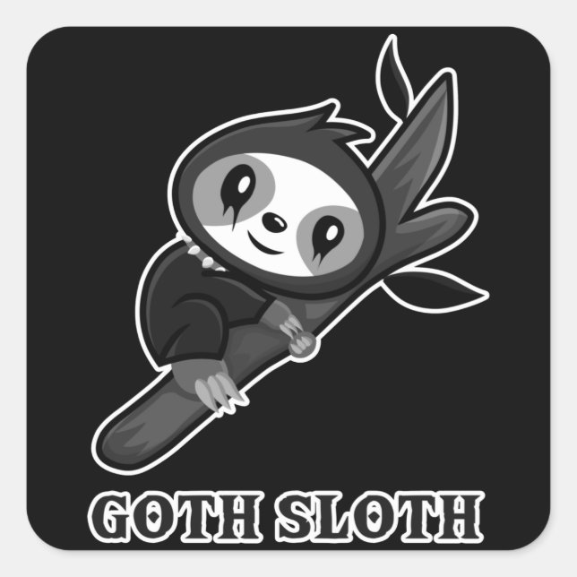 Pegatina Cuadrada Gracioso animal Sloth Gótico Sloth (Anverso)