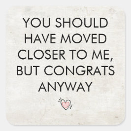 Pegatina Cuadrada Gracioso calentamiento de la casa y regalos en mov