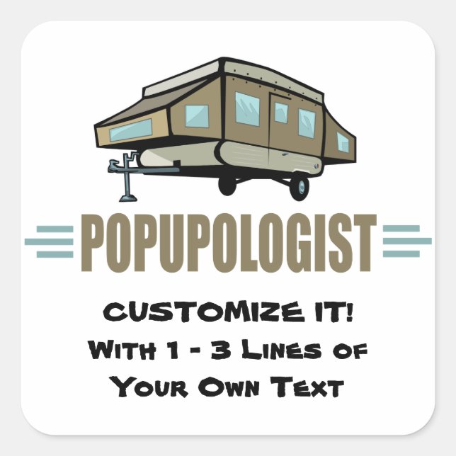 Pegatina Cuadrada Gracioso Camping (Anverso)