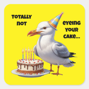 Pegatina Cuadrada Gracioso Chiste de tarta de gaviota - ¡Totalmente