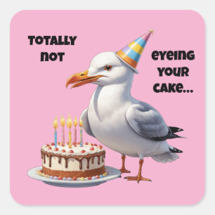Pegatina Cuadrada Gracioso Chiste de tarta de gaviota - ¡Totalmente