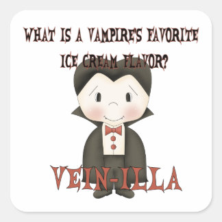 Pegatina Cuadrada Gracioso Chiste de vampiros de Halloween