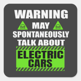 Pegatina Cuadrada Gracioso coche EV - Keychain de camiseta para el p