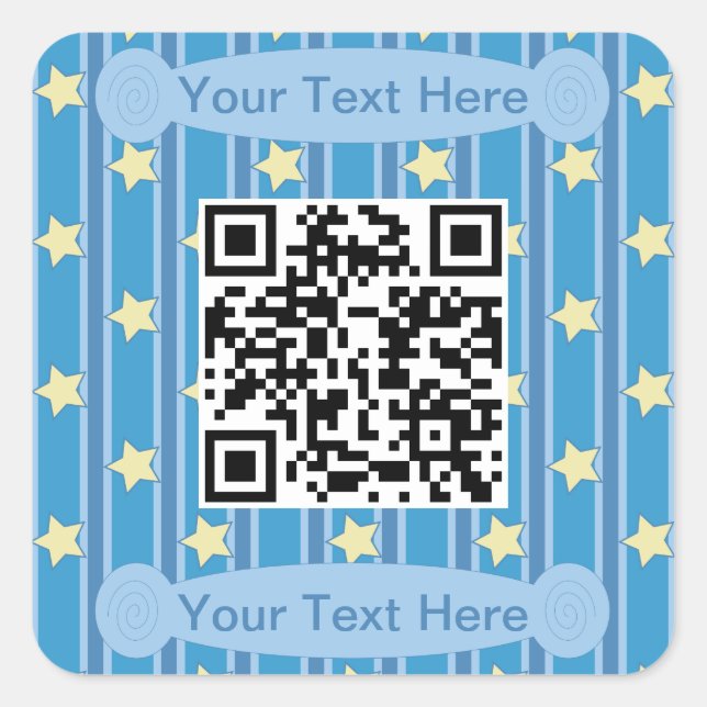 Pegatina Cuadrada Gracioso código QR de estrella amarilla (Anverso)