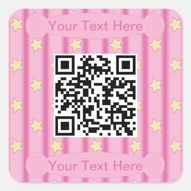 Pegatina Cuadrada Gracioso código QR de estrella amarilla (Anverso)