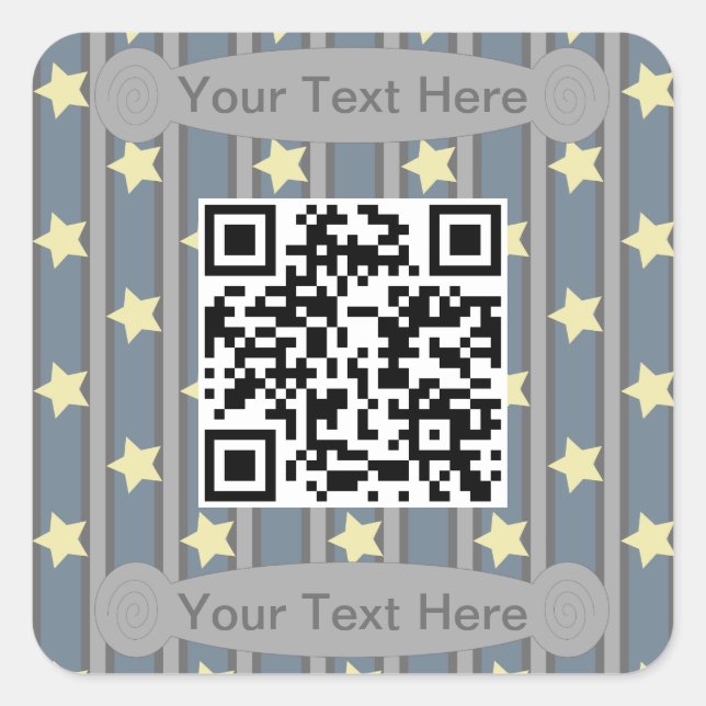 Pegatina Cuadrada Gracioso código QR de estrella amarilla (Anverso)