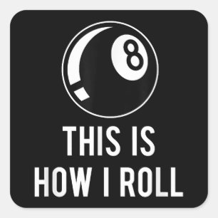 Pegatina Cuadrada Gracioso Diseño De Billares Para Jugadores De Pisc