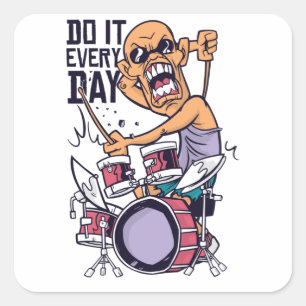 Pegatina Cuadrada Gracioso Drummer Drums Gift