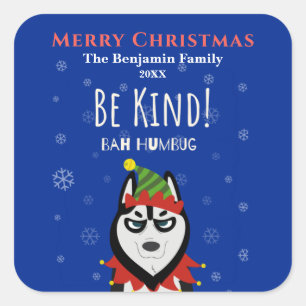 Pegatina Cuadrada Gracioso Feliz Navidad Bah Humbug Holiday