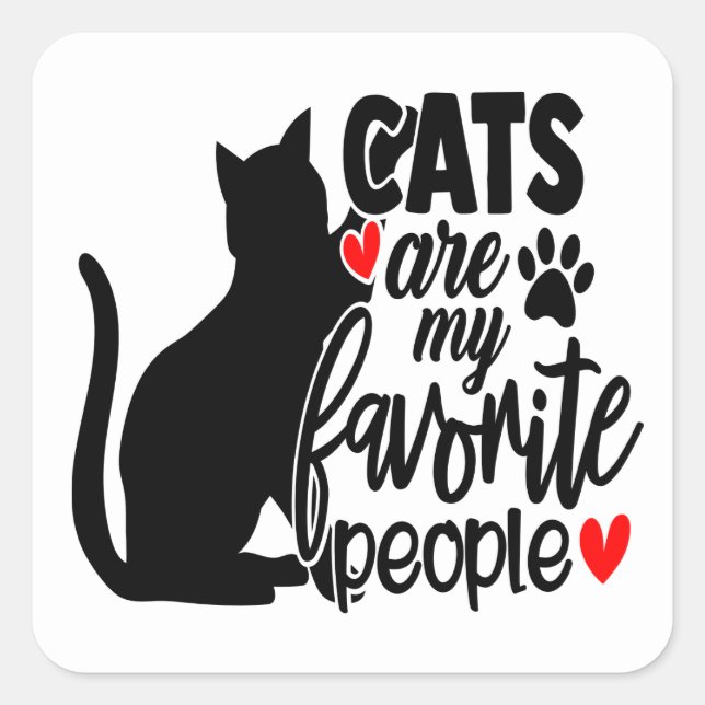Pegatina Cuadrada Gracioso Gato Loco Lady Kitty Mom Kitten Dad (Anverso)