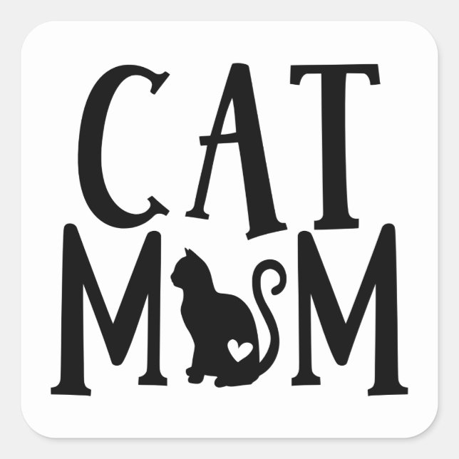Pegatina Cuadrada Gracioso Gato Loco Lady Kitty Mom Kitten Kitties (Anverso)