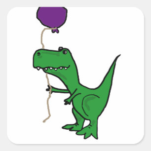 Pegatina Cuadrada Gracioso globo que contiene dinosaurios de Green T
