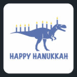 Pegatina Cuadrada Gracioso Happy Hanukkah Dinosaur Menorah Candle<br><div class="desc">Hanukkah,  Chanukkah,  o Channukah este diseño es un regalo perfecto para cualquiera que celebre y participe en Hanukkah y tenga interés en las tradiciones judías. Dinosaurios divertidos El diseño de Hanukkah Happy con las velas de Menorah es un gran regalo para este Chanukah.</div>