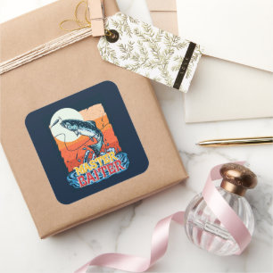 Pegatina Cuadrada Gracioso Maestro Pescador Baiter