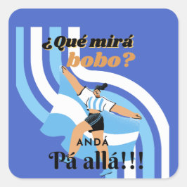Pegatina Cuadrada Gracioso Messi Argentina que Mira Bobo