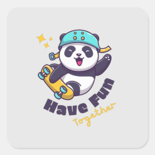 Pegatina Cuadrada Gracioso Panda Cute Para Los Animales Amantes