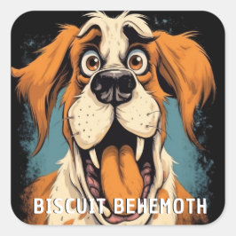 Pegatina Cuadrada Gracioso perro monstruo: Biscuit Behemoth