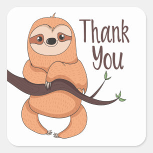 Pegatina Cuadrada Gracioso Personalizado Brown Cute Slote Gracias Pl