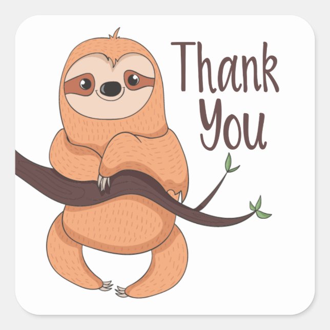 Pegatina Cuadrada Gracioso Personalizado Brown Cute Slote Gracias Pl (Anverso)