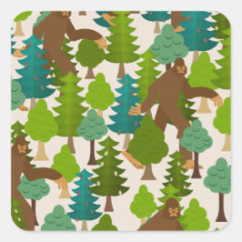 Pegatina Cuadrada Gracioso pie en el bosque