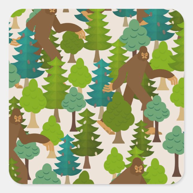 Pegatina Cuadrada Gracioso pie en el bosque (Anverso)